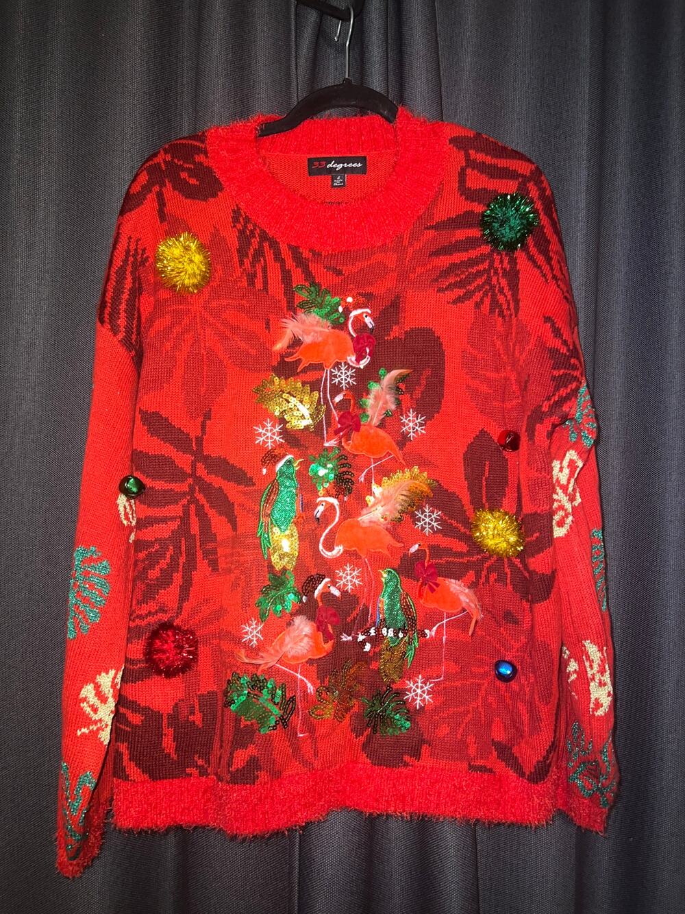 Ugly Christmas Sweater Xmas Size Large Flamingo